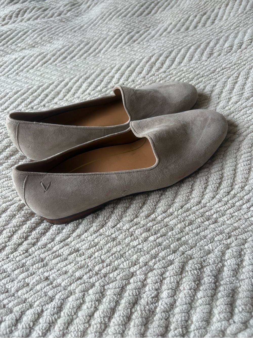 Vionic Light Taupe Suede Slip-On Loafers